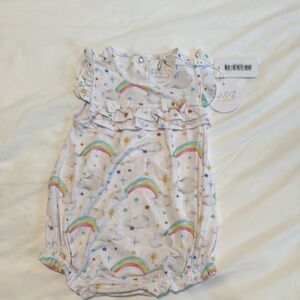 Kids Rainbow Print Romper - White